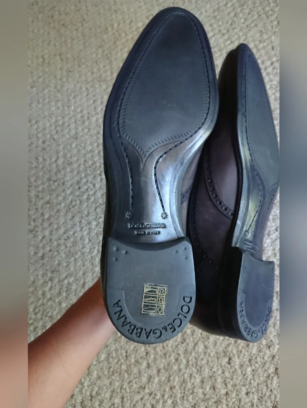 Dolce & Gabbana polished ankle boots in dark gray size 9-9.5